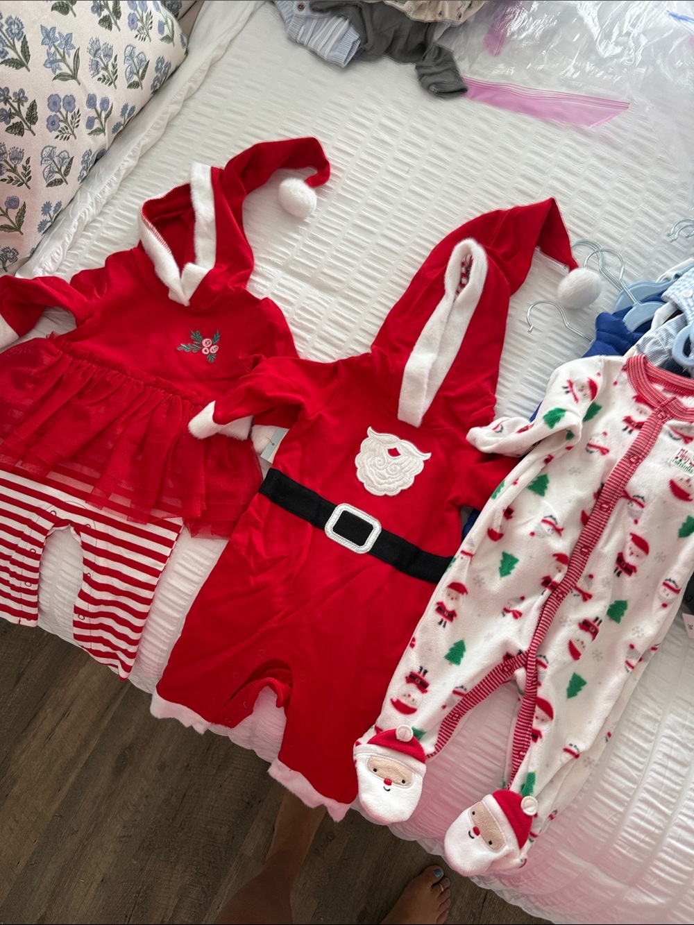 Cat & Jack Red and White Christmas Baby One-Piece Bundle